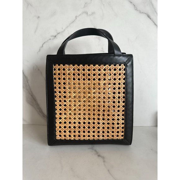 Zara Bags Zara Basket Weave Woven Black Short Handle Tote Poshmark